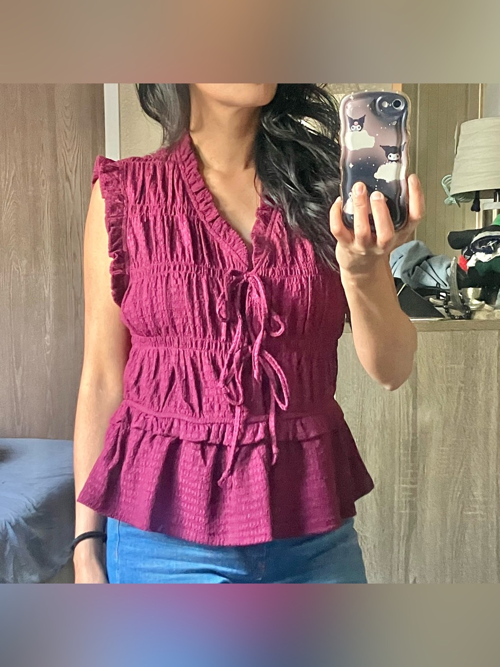 Time and Tru plum tiered blouse